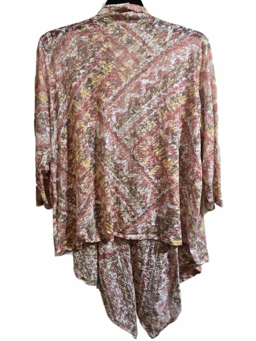 Ruby Rd Pink Patterned Open Front Cardigan Plus Size 3X - Picture 2 of 8